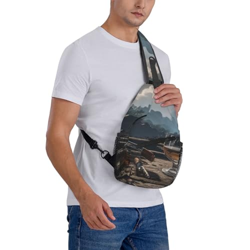 Mochila Crossbody de Pecho Diagonal Negro miniatura 7