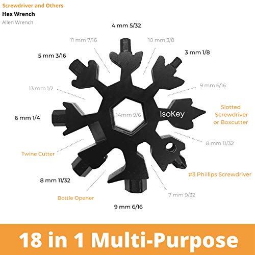 IsoKey Snowflake Multitool High Grade Stainless Steel 18 in 1 Multitool | Keychain | Screwdriver
