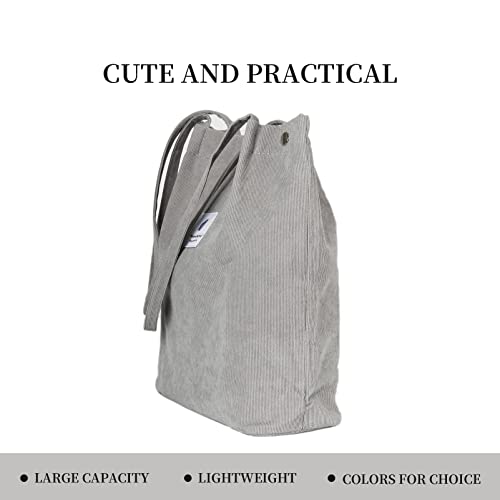 Image of Corduroy Tote Bag Cute Tote Bags for Women Shoulder Bag with Inner Pocket for Work Beach Travel and Shopping Grocery