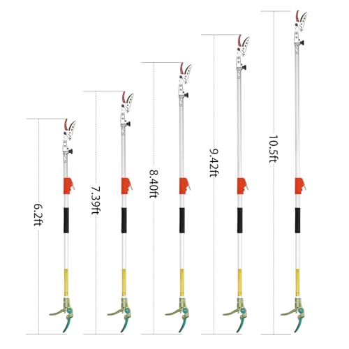Image of LeafLux Extendable Tree Cutter, 6.23-10.5 FT Telescopic Pole Pruner, Lightweight Aluminum Handle, Teflon-Coated Blade, Cuts Up to 1 /2 Inch, Ideal for Fruit Picking & Tree Branch Cutting | LFX118