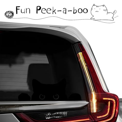 Image of DXNQ 2PCS Peeking Sneaky Cat Sticker, Waterproof Strong Adhesive Decals with Curious Black Cat Graphic, Removable Funny Peeking Black Cats Sticker for Car Window Laptop, Car Accessories (Fretwork)