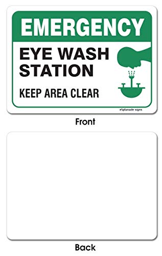 eSplanade Emergency Eye Wash Station Sign Sticker Decal - Easy to Mount Weather Resistant Long Lasting Ink (Size 10"x7")