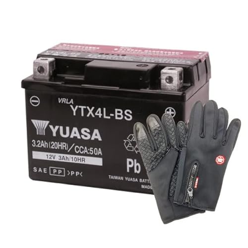 台湾ユアサ YTX4L-BS+バイクグローブセット バイクバッテリー 液入済 長寿命・保証付き YT4L-BS YTZ3 YTZ5S STX4L-BSに互換