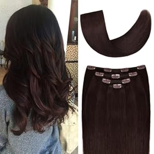 14″ Clip in Hair Extensions Remy Human Hair for Women – Silky Straight Human Hair Clip in Extensions 50grams 4pieces Dark Brown #2 Color