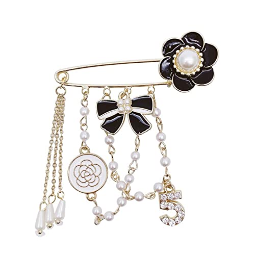 Image of Vintage Imitating Pearl Brooch Number 5 Brooches Pins for Women Fashion Banquet Jewelry