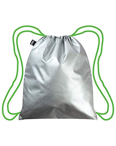 LOQI METALLIC Silver/Green Backpack
