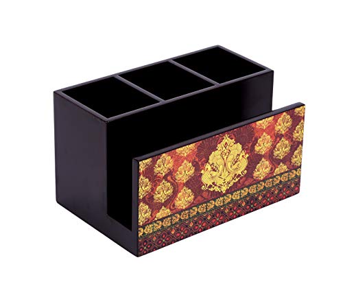 Image of Reinvention Factory Wooden Cutlery Holder I Countertop Organizer - Spoon Fork Knife Napkin Tissue Paper I Desk Supplies Pencil Pen Stationery Stand I Home & Kitchen I Size 7 inch X 5 inch X 4 inch I Anapakshi