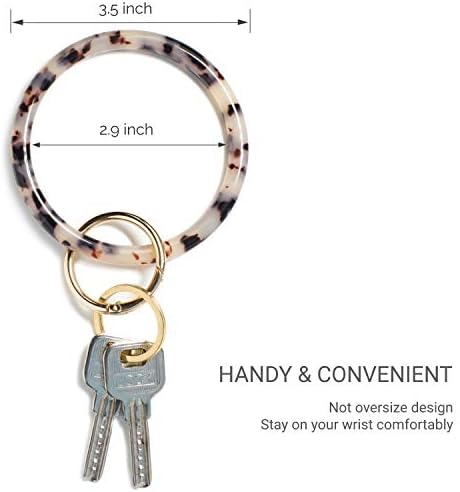 Mymazn key Ring Bracelet Wristlet Keychain Bangle Keyring for Women, Acetate Round Key Chain (Tortoise)