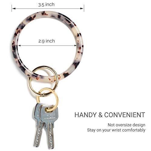 Mymazn Key Ring Bracelet Wristlet Keychain Bangle Keyring for Women, Acetate Round Key Chain