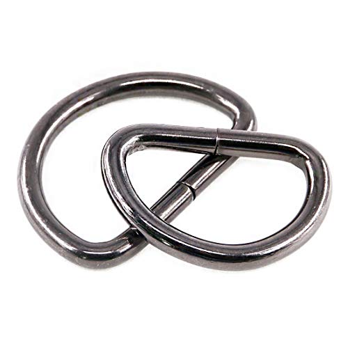 Swpeet 100 Pcs Assorted Multi-Purpose Metal Gun-Black D Ring Semi-Circular D Ring For Hardware Bags Ring Hand Diy Accessories - 1/2 Inch, 5/8 Inch, 3/4 Inch, 1 Inch, 5/4 Inch #TOP2