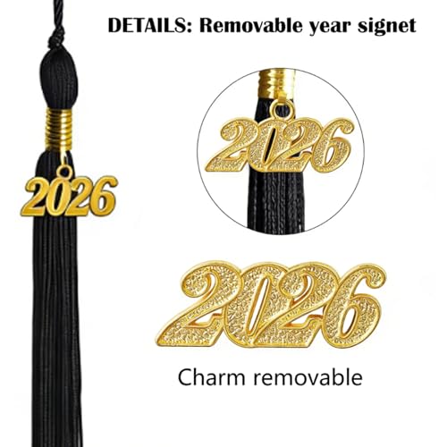 YEWCEP Graduation Hat, Unisex-Erwachsene Abschlusskappe, Abschlusshut mit Quaste, Verstellbar, für Abschlussfeiern von Studium, Uni, College, Abitur, Schule, Unisex (Schwarz)