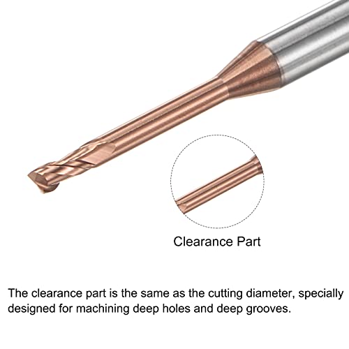 Image of uxcell Square Nose End Mill, 2mm Solid Carbide AlTiSin Coated Long Reach CNC Router Bits 2 Flutes Milling Cutter with Extended Neck, 16mm Cutting Length 4mm Shank