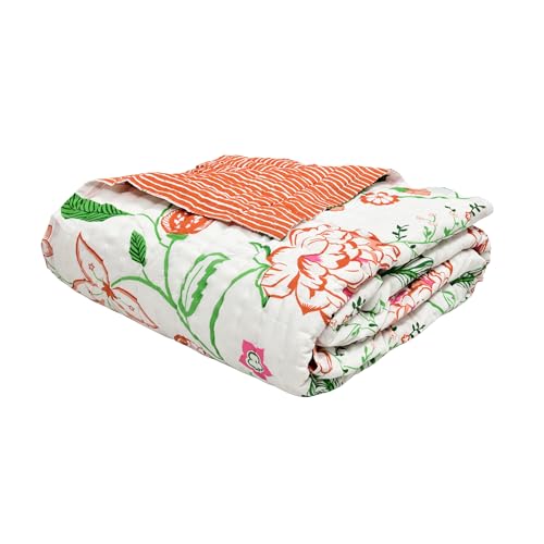 Image of BLOCKS OF INDIA Hand Block Printed Cotton King Size Quilt /Rajai | Orange Anar JAAL