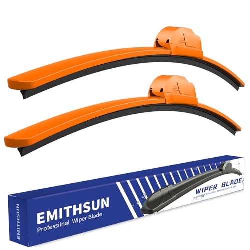 Image of OEM QUALITY 26 inch + 22 inch Premium All-Seasons Durable Stable And Quiet Orange Windshield Wiper Blades (Set of 2)