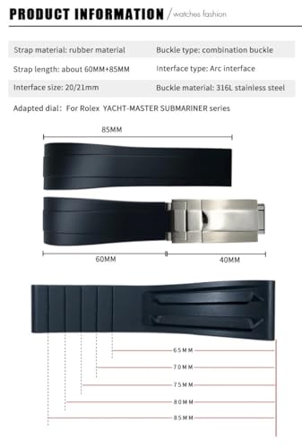 Bracelet Oysterflex caoutchouc 20 mm boucle déployante Submariner - 6