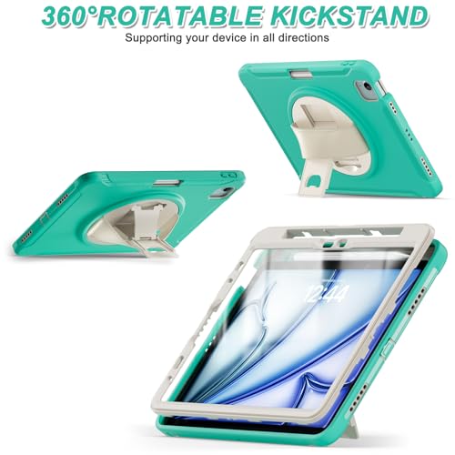 Coque iPad Air 5e/4e 10.9 antichoc verte avec support rotatif et protege-ecran