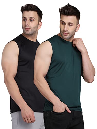Image of Men's Regular Fit Sleeveless T-Shirt (Pack of 2)