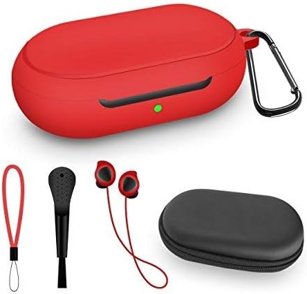 WQNIDE Cover Case for Galaxy Buds 2019, 6 in 1 Silicone Accessories Set Protective Cover, Silicone Case/Keychain/Anti-Lost lanyards Compatible with Samsung Galaxy Buds Plus 2020 (Red 6 in1)