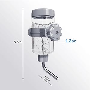   LOS-ANDES-No-Drip-Water-BottleFeeder-for-Guinea-PigsHamstersBunniesFerretsSquirrelHedgehogOther-Small-Pets-Weather-Resistant-Cage-Water-Dispenser-for-DogsCats-12oz-Gray