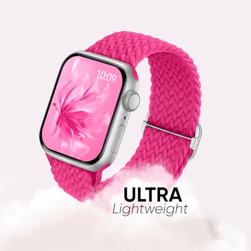 Image of 6 Pack Braided Stretchy Bands Compatible with Apple Watch Band 38mm 40mm 41mm 42mm 44mm 45mm 46mm 49mm Women Men, Adjustable Nylon Solo Loop Elastic Straps for iWatch Series 11 10 9 8 7 6 5 4 SE Ultra