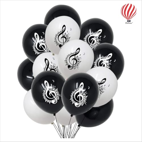 Image of Hk Balloons Music Them Balloons Black & White Them For Birthday Baby Shower Wedding party Musician Party Supplies Decoration Item Balloons 50Pcs