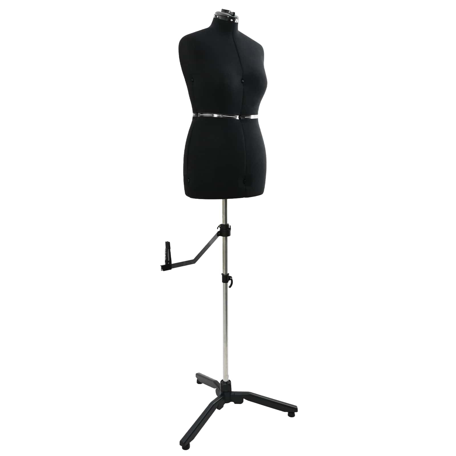Maniquí de costura ajustable para mujer, terciopelo negro, altura ajustable con alfiletero y rotación de 360° para diseño y moda
