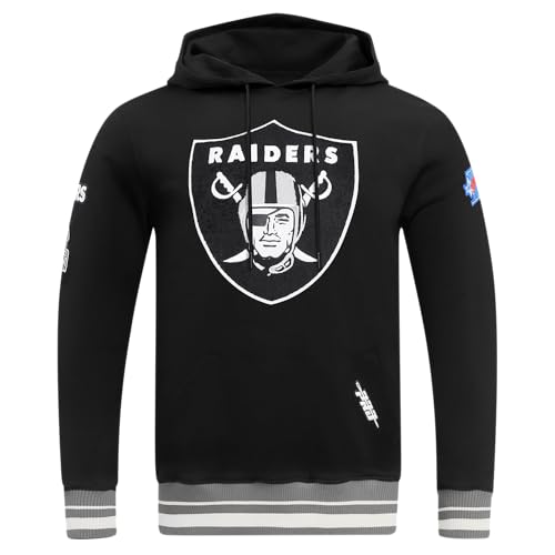 Pro Standard Mens NFL Las Vegas Raiders Mash Up Pull Over Hoodie Black/Gray L