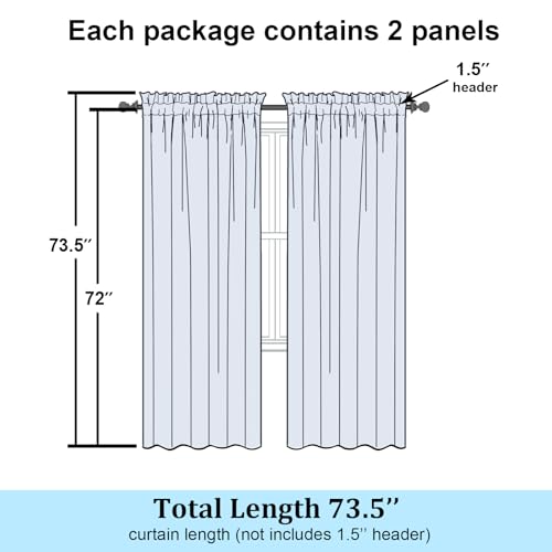 Image of Simplebrand Hunter Green Sheer Curtains 72 Inches Long 2 Panels for Living Room, Rod Pockets Airy Window Treatments Voile Sheer Curtains Panels Lightweight for Front Back Patio Glass Door, 42 inch Width