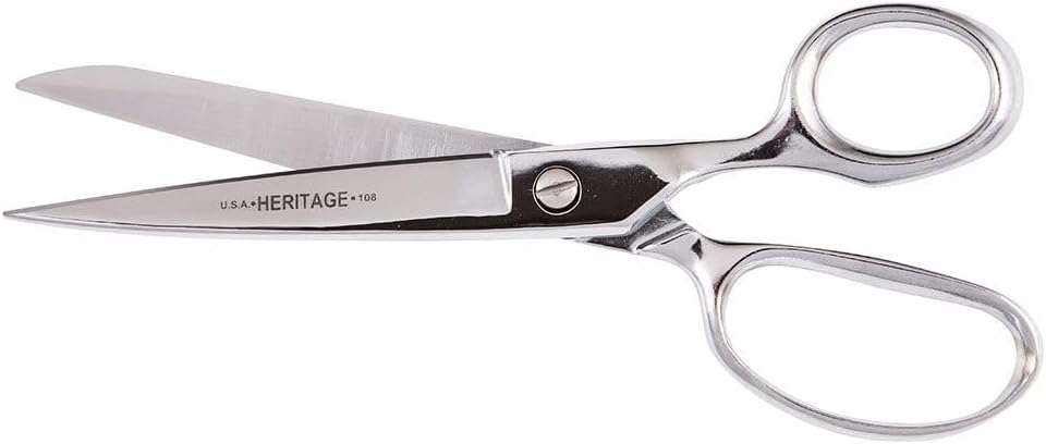 Klein Tools G108 Scissors, Straight Trimmer for Cutting Fine Fabrics to Heavier Material, 8-1/4-Inch