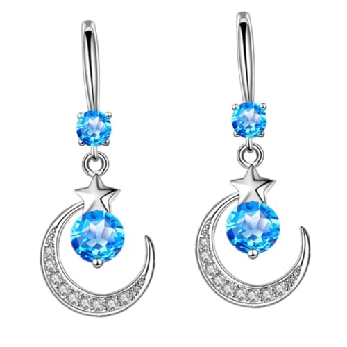 WOFASHPURET 1 Par pendientes estrella aretes colgantes estrella pendientes de diamantes de imitación Pendientes para ocasiones especiales aretes estrella strass cobre Blue