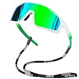 Joopin Gafas Ciclismo Hombre Polarizadas Envolventes Gafas de Sol Deportivas Mujer Montura TR90 Ligera Protección UV400 para Running Bicicleta Senderismo Transparente Verde