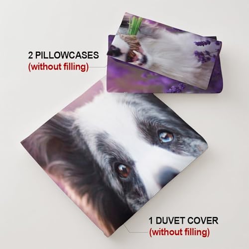 Drap housse imprimé 3D chien lavande avec bonnets élastiques profonds - 8
