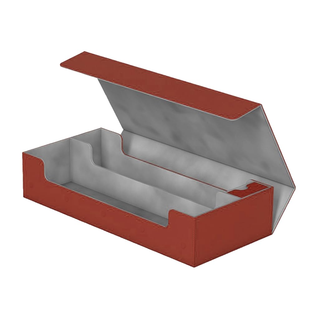 Leder Sammelkarten Deck Box Stabile Aufbewahrungsbox Tragetasche Sammlerstück Game Card Protektoren Dreidimensionaler Behälter Rot