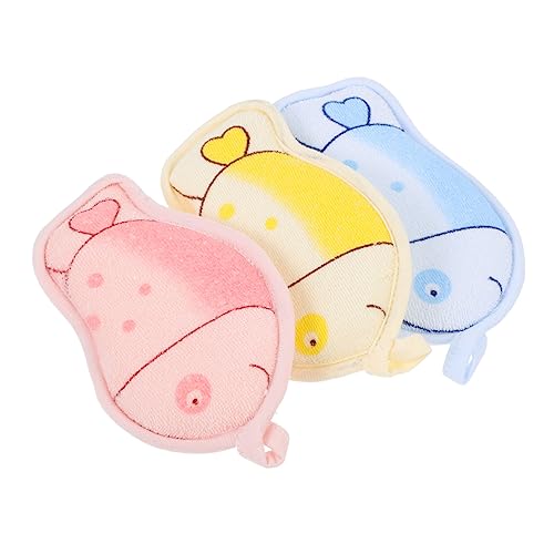 BIUDECO 3 piezas Esponjas de Baño para Niña Suaves y Absorbentes Esponjas Exfoliantes para Ducha Infantil Colores Azul Rosa y Amarillo