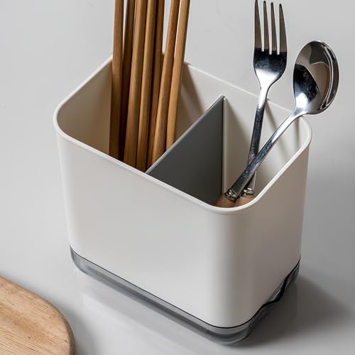Miniatura 4 de Jawai Escurridor De Cubiertos, Porta Utensilios De Cocina, Estante Para Cubiertos Multifuncional, Escurreplatos Para Cubiertos, Para Guardar Cuchillos, Tenedores, Espátulas, Cucharas Blanco