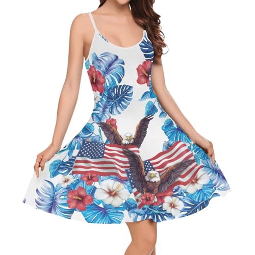 Image of Cozeyat Women Girls Summer Sleeveless Dress Casual Swing Beach Cover Up Knee Length Dresses,Large Size XS-4XL