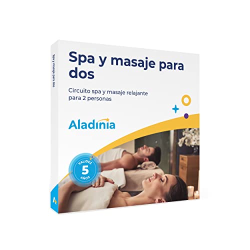 ALADINIA SPA y Masaje para Dos. Pack de experiencias originales para regalar. Cofre con circuito spa y masaje para dos, ideal para parejas o amigos. Validez 5 años, Cambios Gratis e ilimitados Cover
