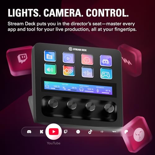 Elgato Stream Deck +, Audio Mixer, Production Console and Studio Controller for Content Creators, Streaming, Gaming, with customizable touch strip dials and LCD keys, works with Mac and PC