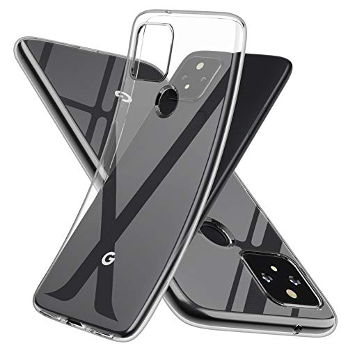 SNOSHO for Google Pixel 5 Clear Slim Case,Thin Silicone TPU Flexible Soft Gel Lightweight Anti-Scratch Shockproof Protective Case Cover for Pixel 5, Crystal Clear