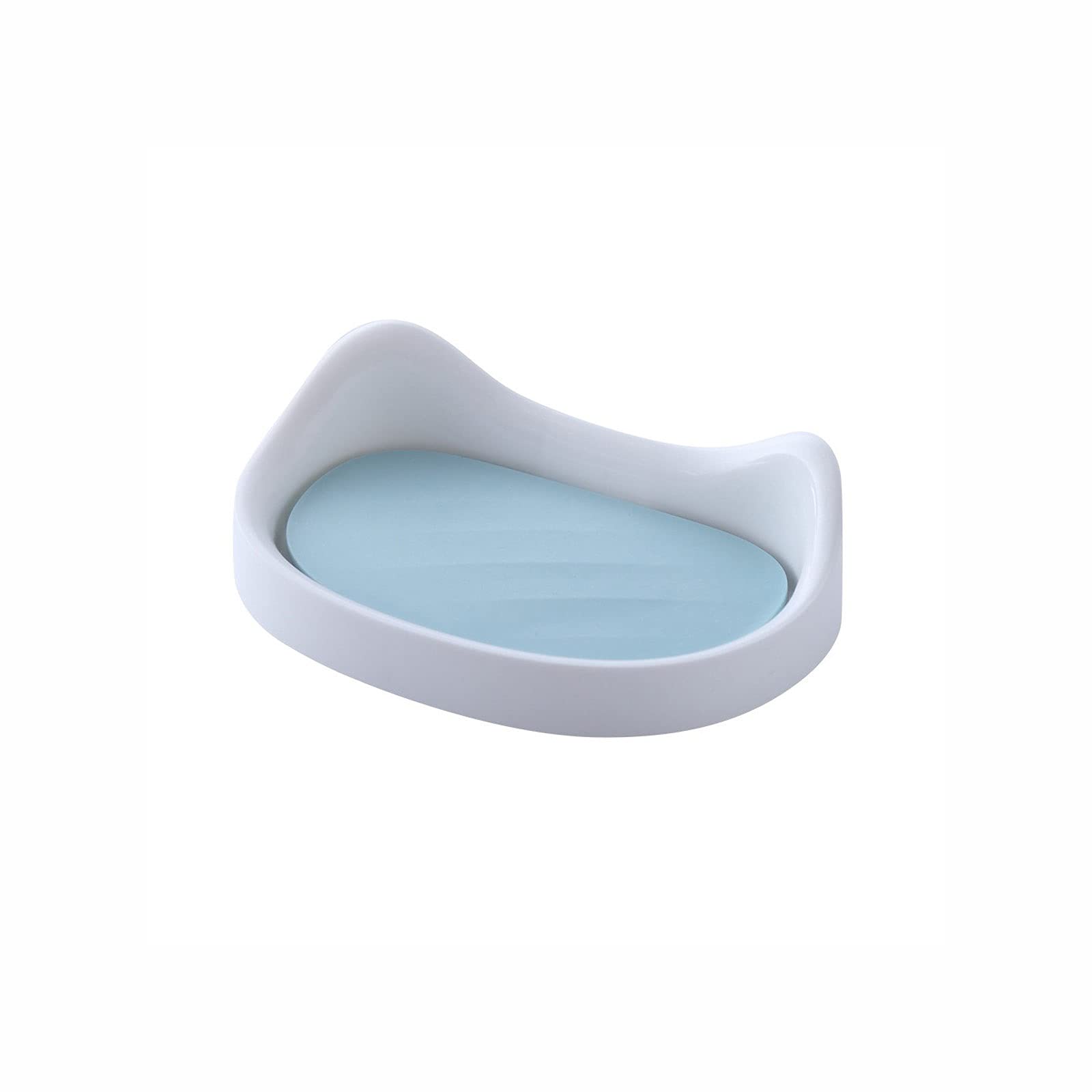 JINGYAN Soap Dishes Soap Box Rack Suction Cup Wall-mounted Holder Drainer Bathroom Shower Supplies Dish Storage Plate Tray Case(Blue)