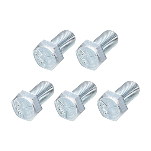 Image of METALLIXITY Hex Bolts (1 /2-20x1) 5Pcs, Grade 2 Carbon Steel Zinc Plated Fully Threaded, UNF Fine Thread Hex Head Screw Bolt - for Furniture Repair, Silver