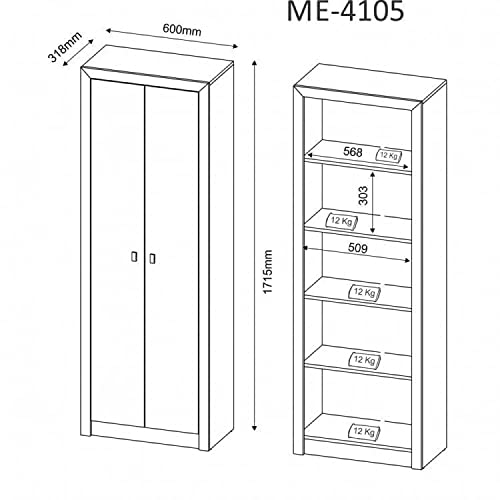 Conjunto de Escritório 1 Armário 2 Portas Me4105 1 Armário de Canto Me4132 Tecno Mobili Nogal