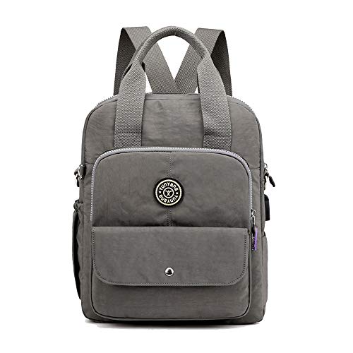 Coolives Bolso Mochila para Mujer Mochilas Tipo Casual con Puerto de Carga USB Gris