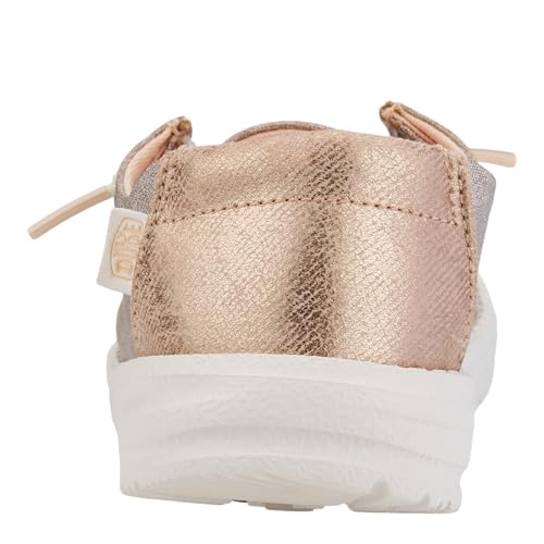 Image of HEYDUDE Girl's Youth Wendy Metallic Sparkle Slip On Loafer | Glitter Upper