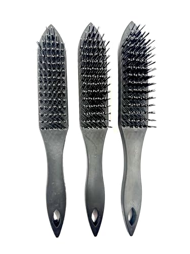 Image of Jon Bhandari Tools 3pc Plastic Handle Wire Brush with Carbon Steel Bristles for Cleaning, Scrubbing, Rust & Paint removal and Polishing