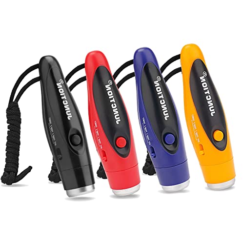 UNIWA Electronic Whistle, 4 Packs Whistles with Lanyard for Sports Training Pets Training Camping Hiking Boating Emergency Whistle Handheld Whistle 3 Different High Volume Mouth Free