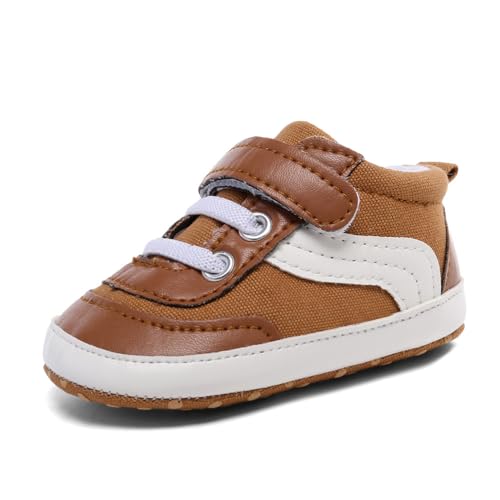 Image of SABATUTU Baby Boys Girls Canvas Sneakers Toddler Non-Slip Soft Sole Newborn Infant Lightweight First Walker Crib Shoes for 0-18 Months