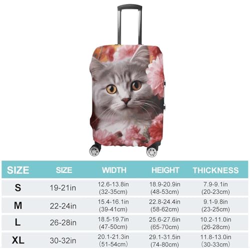 Suitcase Covers for Luggage Washable Luggage Cover Cat in Flowers Luggages Wheel Covers Elastic Travel Carry On Suitcase Cover Travel Luggages Protector Sleeve Fit 29-32 Inch M2