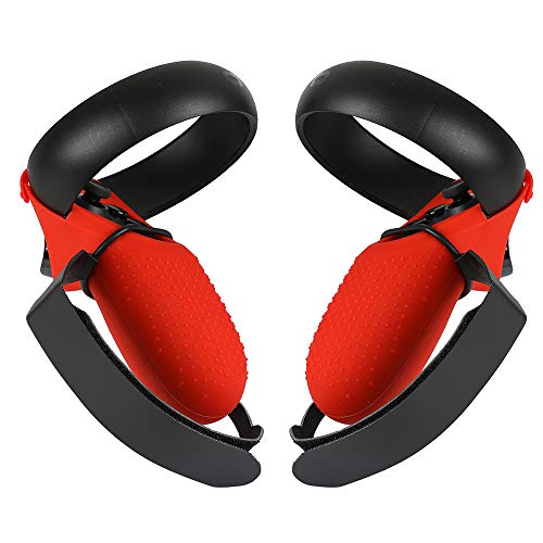Esimen Touch Controller Grip Cover for Oculus Quest/Rift S Wrist Strap Anti-Throw Handle Protective Sleeve Suit (Red)