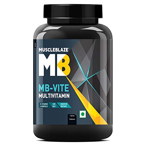 MuscleBlaze MB-Vite Multivitamin with Immunity Boosters and Digestive Enzymes, 100% RDA of Vitamin C, D, Zinc,120 Tablets MuscleBlaze MB-Vite Multivitamin with Immunity Boosters and Digestive Enzymes, 100% RDA of Vitamin C, D, Zinc,120 Tablets